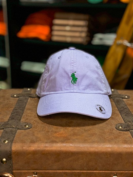 Boné Ralph Lauren Classic Lilás Pony Verde Folha
