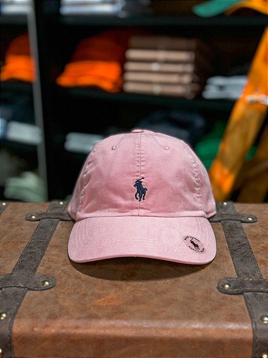 Boné Ralph Lauren Classic Rosa Bebê Pony Azul Noite