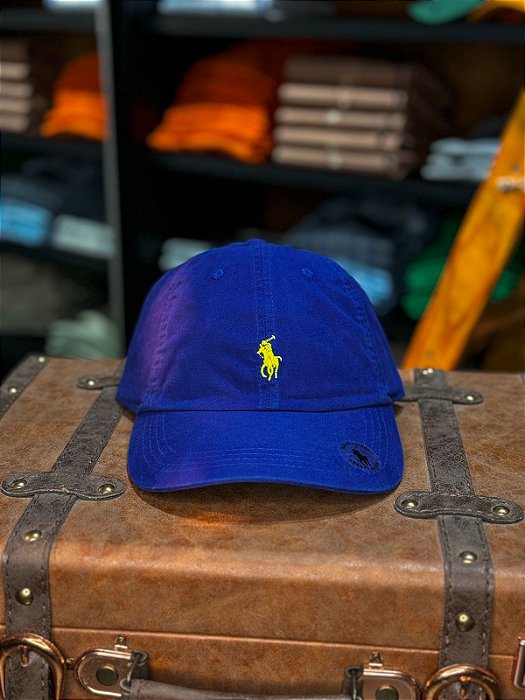 Boné Ralph Lauren Classic Azul Bic Pony Amarelo