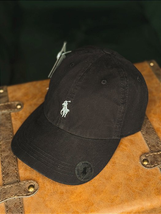 Boné Ralph Lauren Classic Preto Pony Branco
