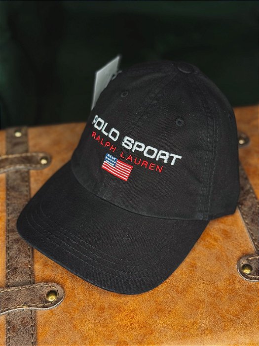 Boné Ralph Lauren Polo Sport Flag USA Preto