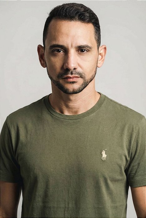 Camiseta Ralph Lauren Masculina Custom Slim Fit Verde Militar Pony Caramelo