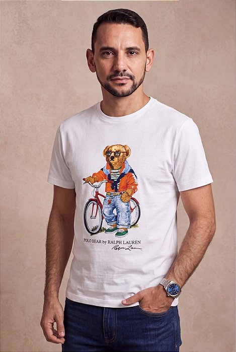 Camiseta Polo Bear Ralph Lauren de Algodão Branca