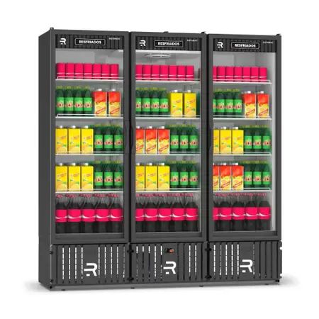 VISA COOLER MULTIUSO BEBIDAS RESFRIADOS 03 PORTAS PRETO 220V REFRIMATE