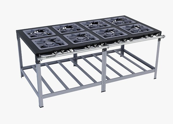 FOGAO INDUTRIAL STORI PREMIUM 08 BOCAS DUPLAS 40X40 - PERFIL 9 - METALMAQ