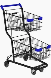 CARRINHO COMPRAS DUPLOCAR PREMIUM LX DUPLO 90L PRETO ACABAMENTO AZUL