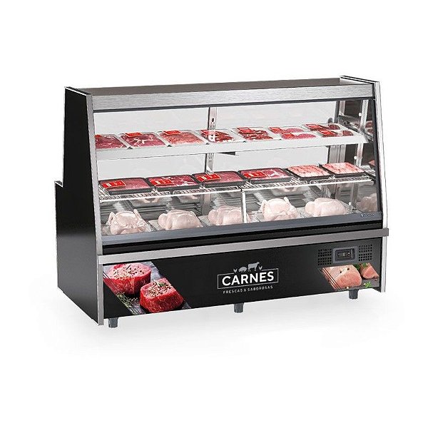 EXPOSITOR REFRIGERADO ACOUGUE PRATELEIRA GRTA-200, PRET - 220V - GELOPAR
