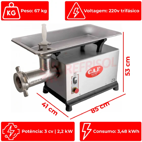MOEDOR ELETRICO COMERCIAL P/CARNES CAF 98 DSM-I 3CV - 220V