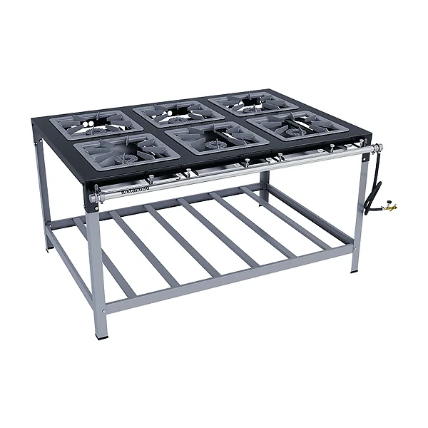 FOGAO STORI PREMIUM 06 BOCAS 40X40 - 3 BOCAS DUPLA/3 SIMPLES - METALMAQ
