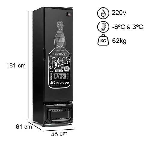 REFRIGERADOR GELOPAR GCB-23-230 LITROS - 127V PRETA
