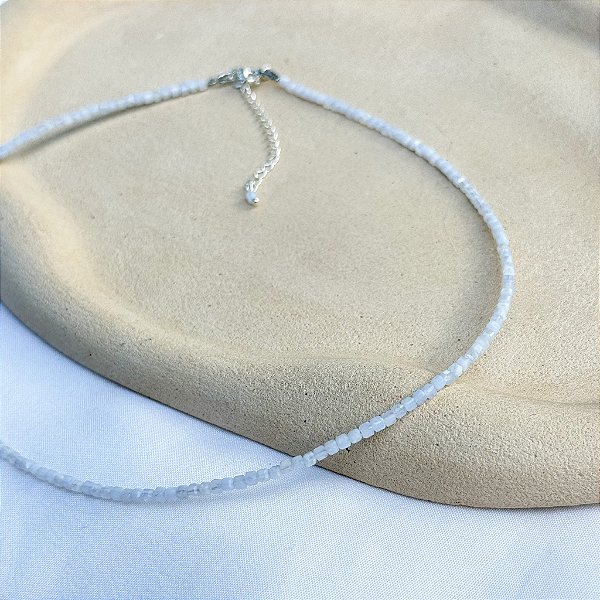 Choker de Ágata blue lace facetada 2.5mm