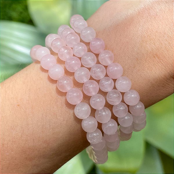 Pulseira de Quartzo rosa esfera 6mm