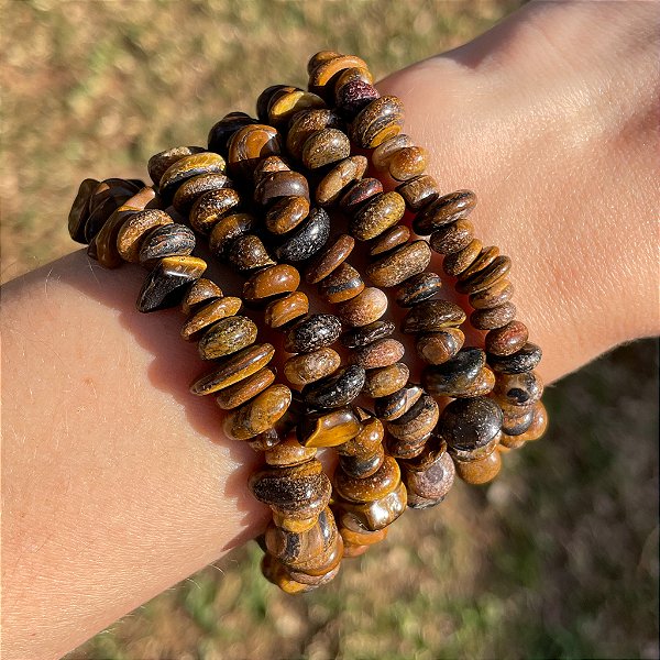 Pulseira de Olho de Tigre em cascalho rolado