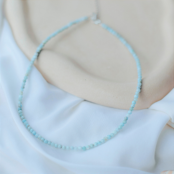 Choker de Larimar facetada 3mm