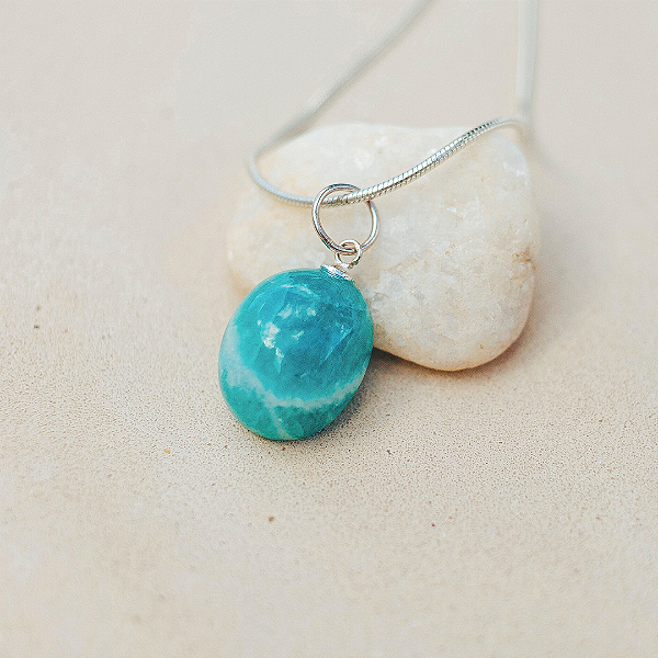 Pingente Amazonita Oval em prata 925