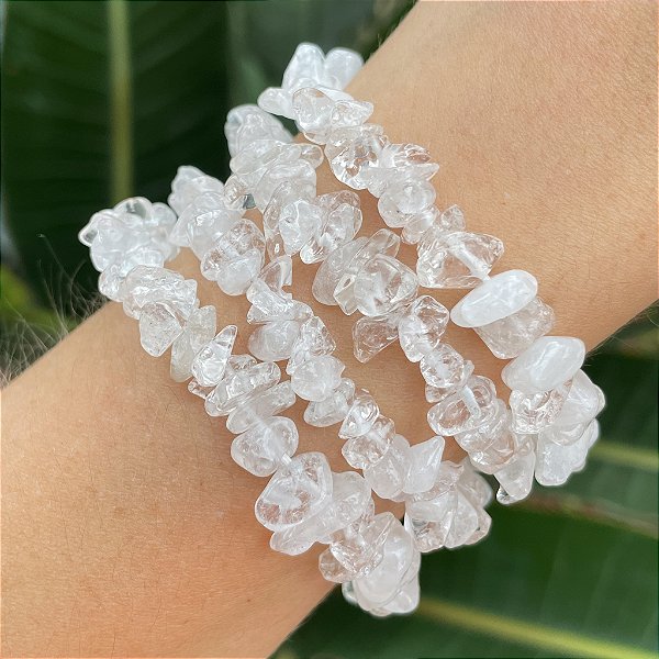 Pulseira de Quartzo Transparente em cascalho