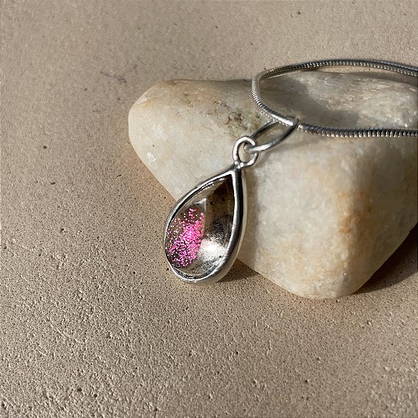 Pingente Pink Fire em prata 925