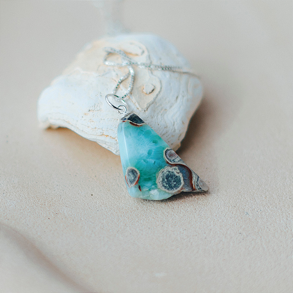 Pingente Larimar em prata 925
