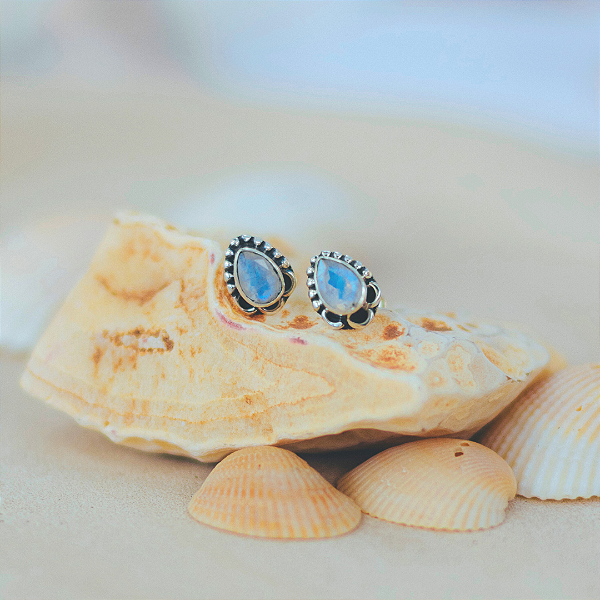 Brinco Pedra da lua gotinha em prata 925