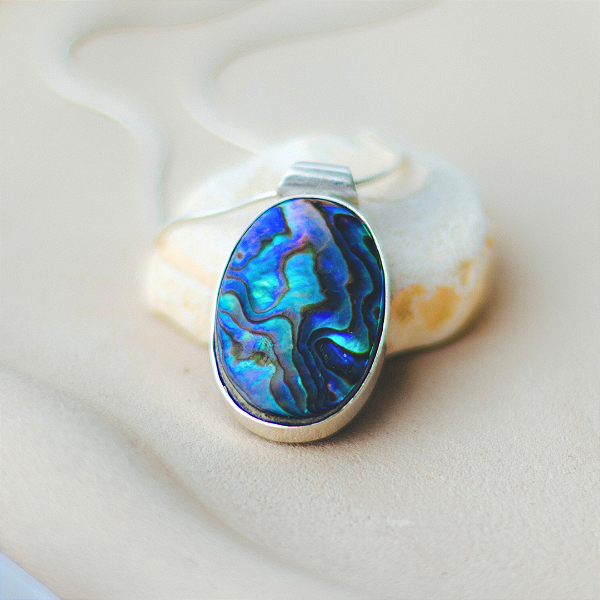 Pingente Abalone oval em prata 925