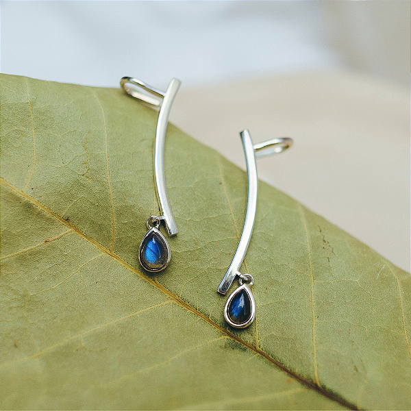 Brinco Earcuff Labradorita em prata 925