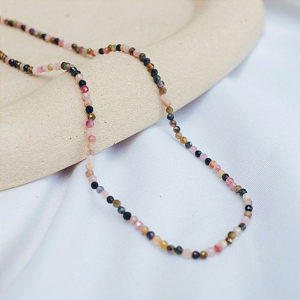 Choker de Turmalina Melancia facetada 2mm