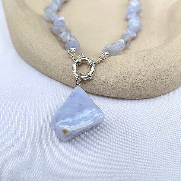 Colar Ágata Blue Lace