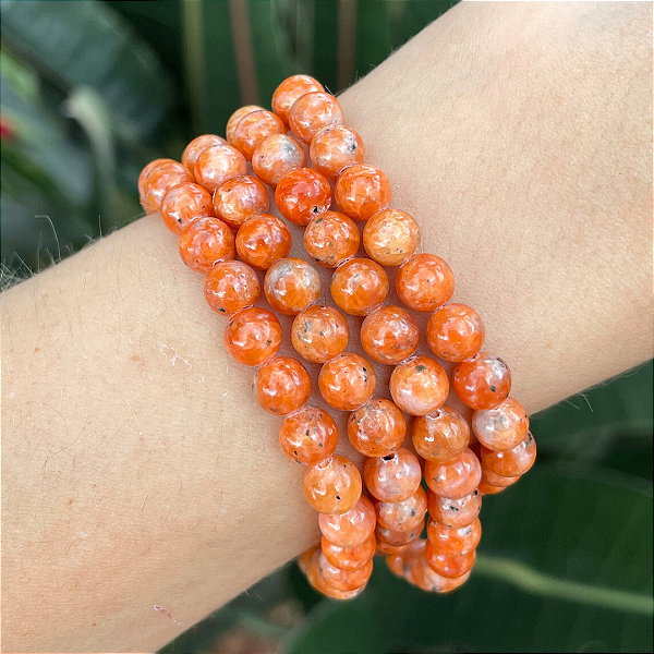 Pulseira de Calcita laranja esfera 6mm
