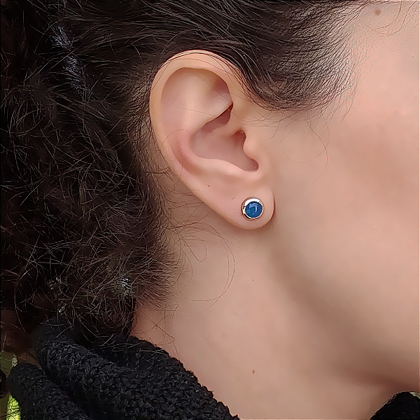Brincos Pin - Ágata Azul