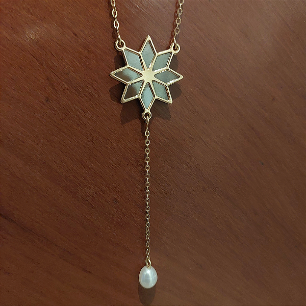 Colar Estrela Galatea Ouro - Gota de Pérola
