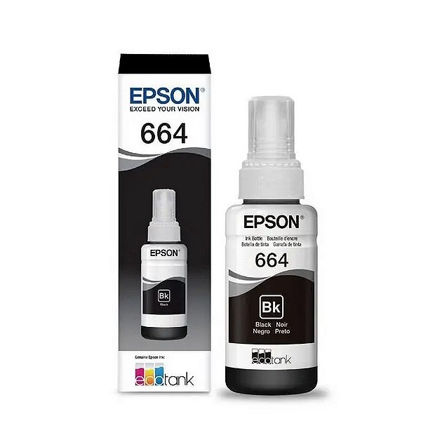 Tinta para cartucho epson preto  original - t664120 -4.000 paginas para l220, l365 l375 l380 l395 l555 l556 l575 l110