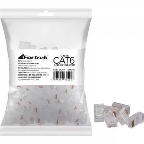 Conector rj45 macho cat6 112 fortre (bli 100)