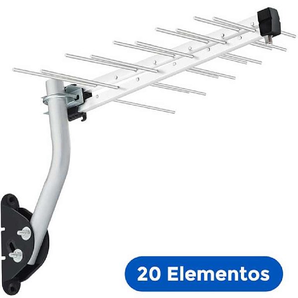 Antena log externa periodica uhf 20 elementos com acessorios