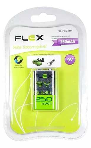 Bateria 9v recarregavel 250mah flex 01 cart. c  1 unid.