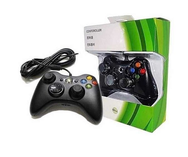 Controle com fio para xbox 360- preto