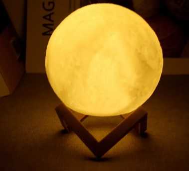 Mini lua 3d impressão led night, decoração do quarto, casa