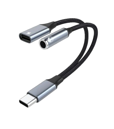 Adaptador usb c para aux cabo de audio, carregamento rapido tipo c, fone 2 em 1 3,5mm