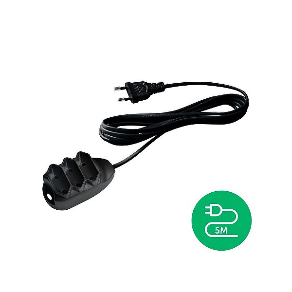 Extensao eletrica 3 tomadas 3 pinos 10a 5m preta ext 3005 - intelbras