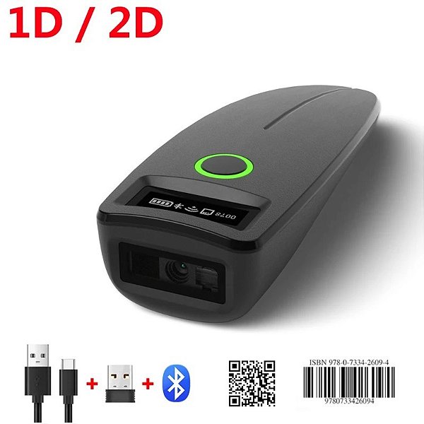 Mini leitor de codigo, usb com fio, bluetooth 2.4g, sem fio, qr