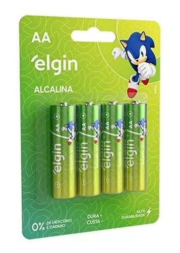 Pilha alcalina aa com 4 - elgin