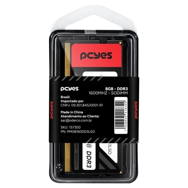 Memoria pcyes sodimm (notebook) 8gb ddr3 1600mhz low voltage 1.35v - pm081600d3lso