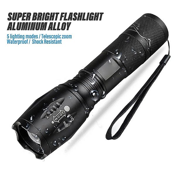 Lanterna led de alta potencia 5 modos de iluminaçao prova d agua