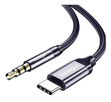 Adaptador usb tipo c para cabo auxiliar de audio, fone de ouvido 0.5m - rocoren