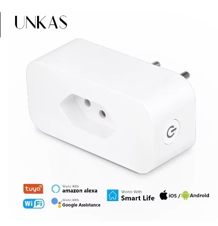 Tomada inteligente wi fi tuya smart, controle remoto por voz 16a