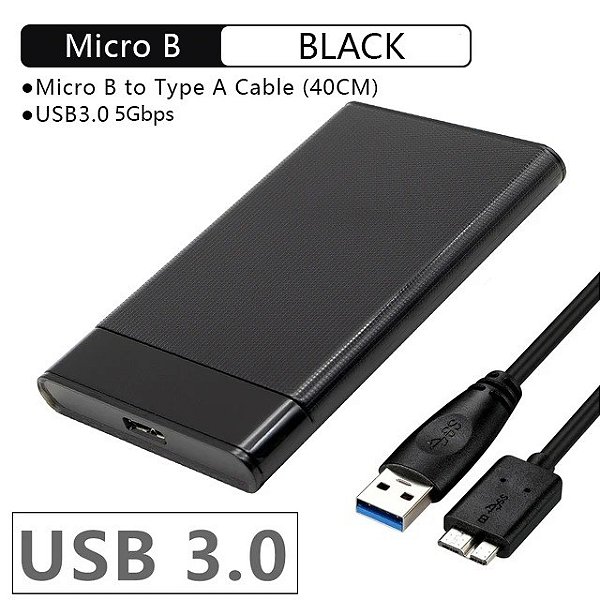 Case hd externo micro - usb 3.0, suporta ate 6tb g21-black-usb-3-0  uthai