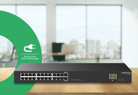 Switch nao gerenciavel 24 portas 1000mbps s1124g - intelbras