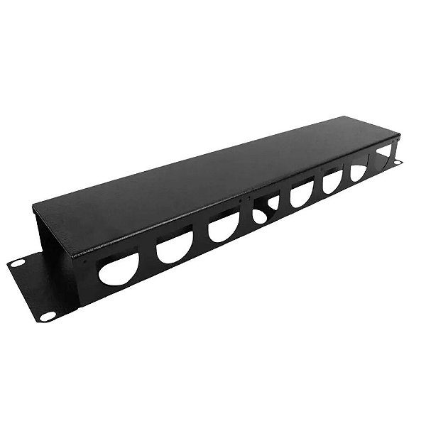 Guia de cabo para rack horizontal fechado 2u 19 pol fibra metal