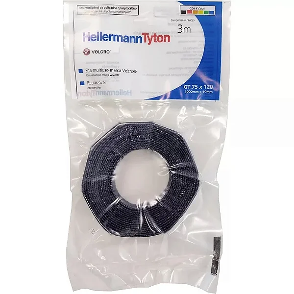 Velcro 19MM X 3MT Preto NV - Hellermanntyton