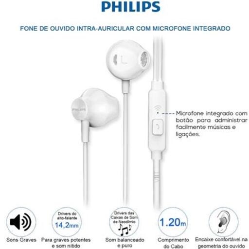 Fone de ouvido PHILIPS TAUE101 Branco