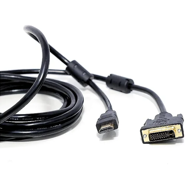 Cabo Hdmi Macho X Dvi Macho Bidirecional 24+1 pinos 2,0 Metros - 5+